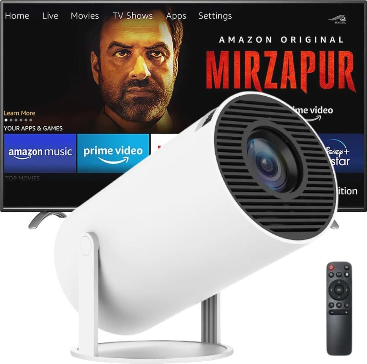 Image of Divine creation HY320 Mini 4K Support Smart Android 13 Projector with WiFi 6 HD Home Theater B31 (5000 lm / Wireless / Remote Controller) Portable Projector (Black)