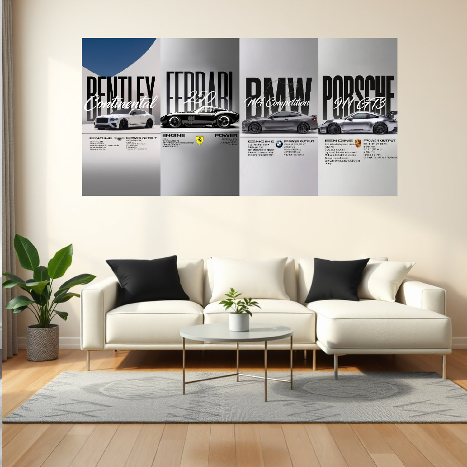Image of WallBiirds 8 inch Supercars, Classics & Sports Car Wall Art Paper Print Self Adhesive Sticker (Pack of 4)
