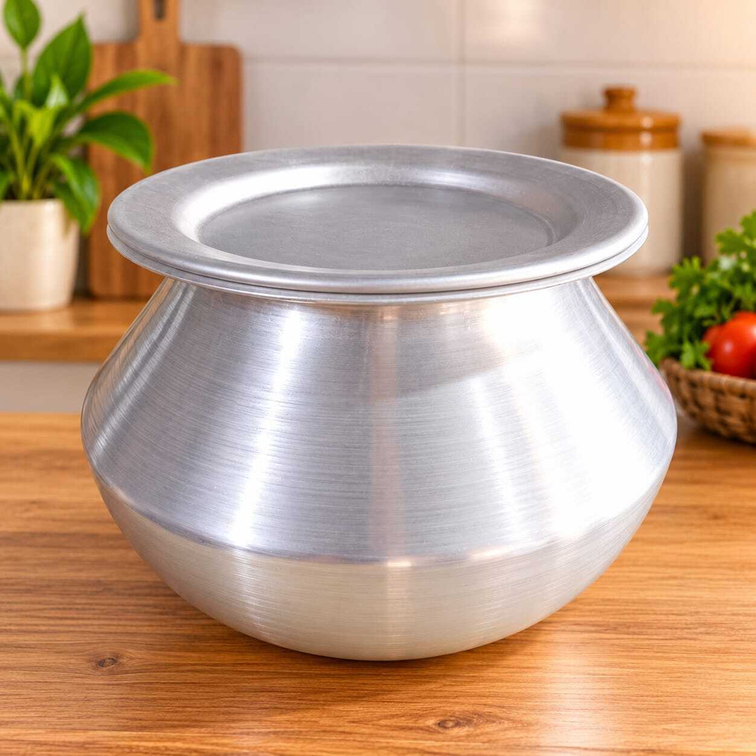 Image of AadiVeer Stainless Steel Handi| Steel Pot | Milk Pot | Dahi Handi | Biryani Handi 0.45 L, 1.35 L (Stainless Steel, Induction Bottom)