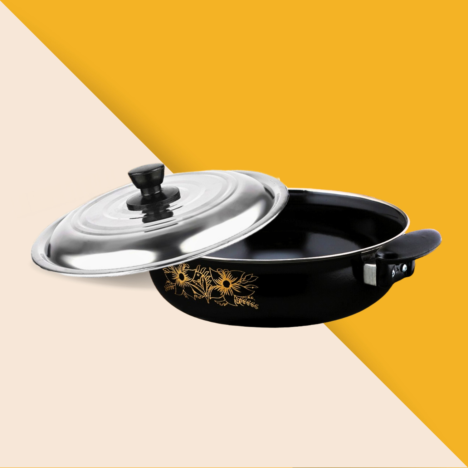 Image of SIWAAN Stylist 4L Deep Kadhai Kadhai 28 cm diameter 4 L capacity (Cast Iron, Non-stick, Induction Bottom)