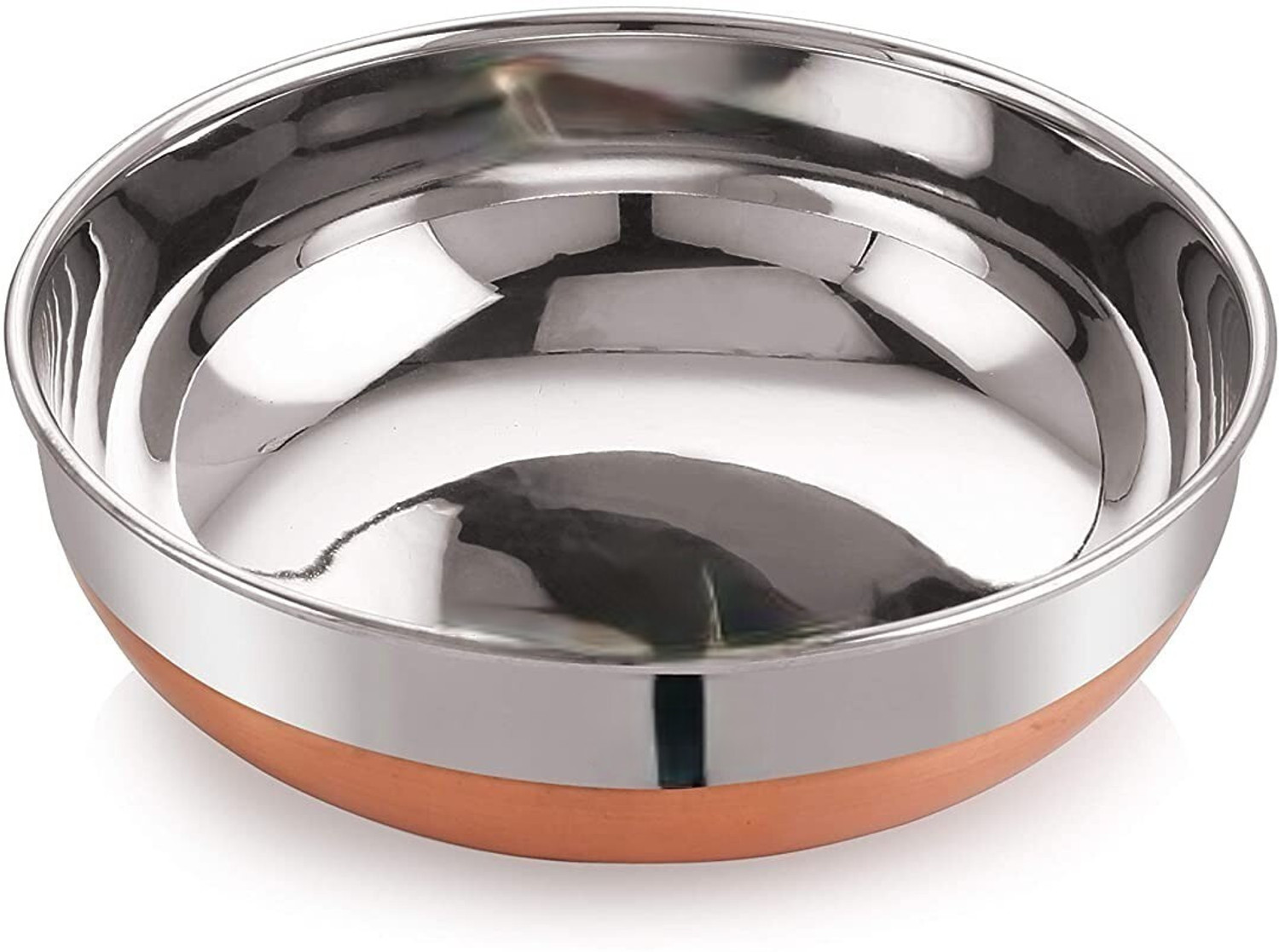 Image of KAVYACRASH Aluminium Heavy Round Bottom Kadai Deep Frying Cooking for Kitchen Kadhai 30 cm diameter 3 L capacity (Stainless Steel)