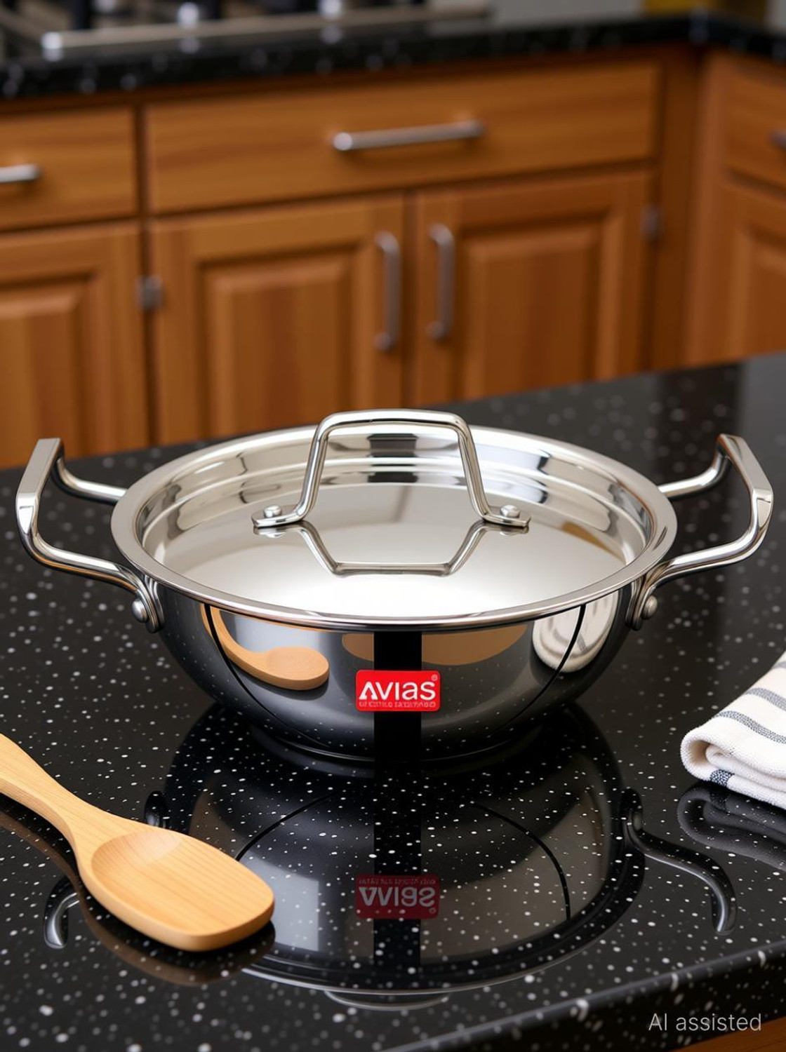 AVIAS AVI3 Triply Kadai with SS Lid Kadhai 20 cm diameter with Lid 1.5