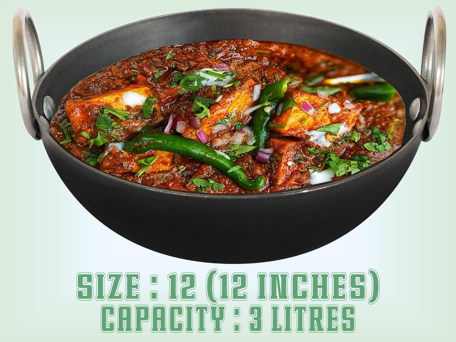 Image of KAVYACRASH Aluminium Heavy Round Bottom Kadai Deep Frying Cooking for Kitchen Kadhai 30 cm diameter 3 L capacity (Stainless Steel)