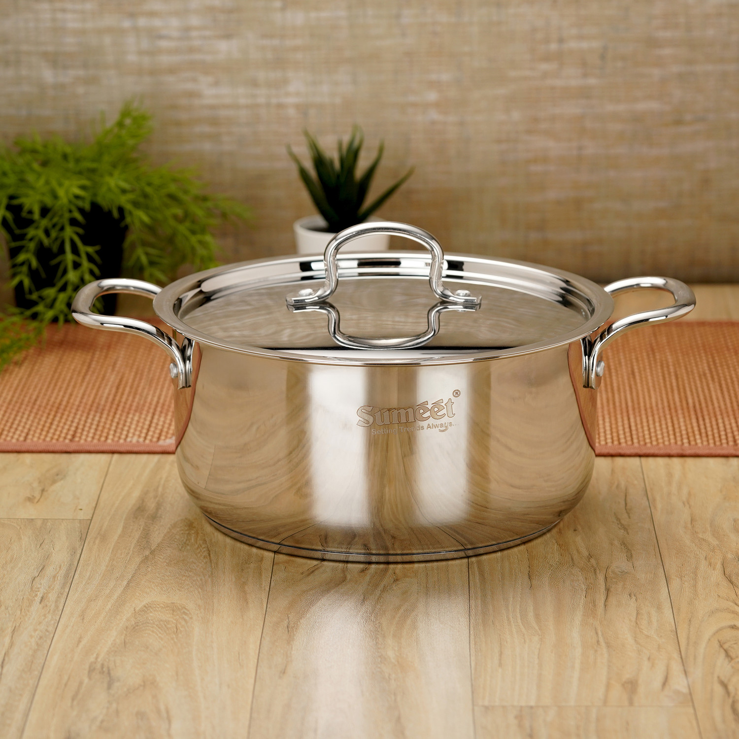 Sumeet Stainless Steel Induction Bottom Casserole with S.S Lid Pot 25 