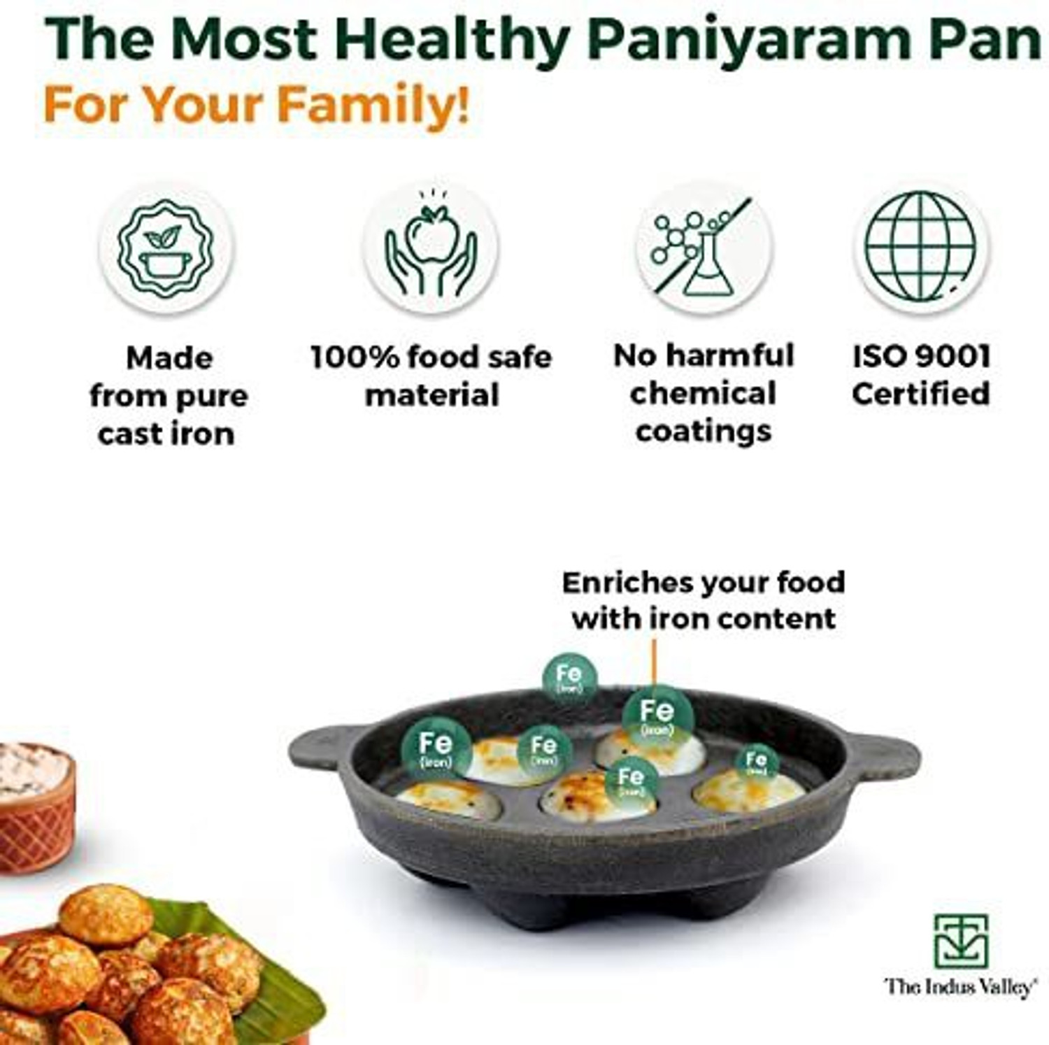 The Indus Valley PreSeasoned Super Smooth Cast Iron 7 Pit Paniyaram