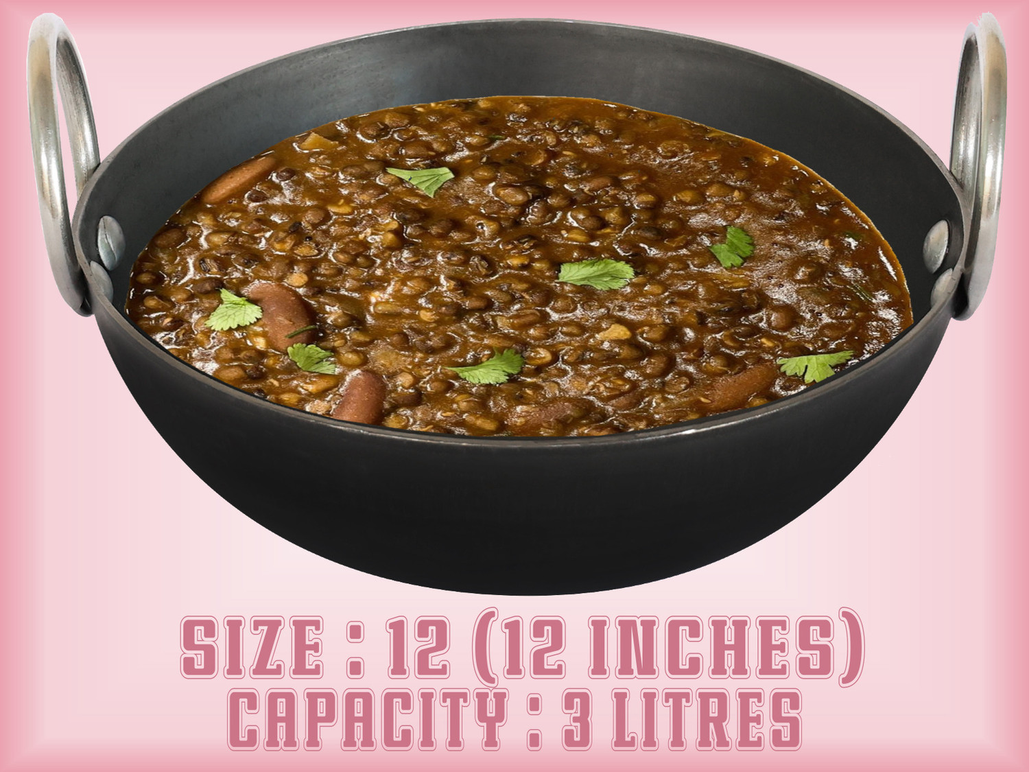 Image of KAVYACRASH Aluminium Heavy Round Bottom Kadai Deep Frying Cooking for Kitchen Kadhai 30 cm diameter 3 L capacity (Stainless Steel)