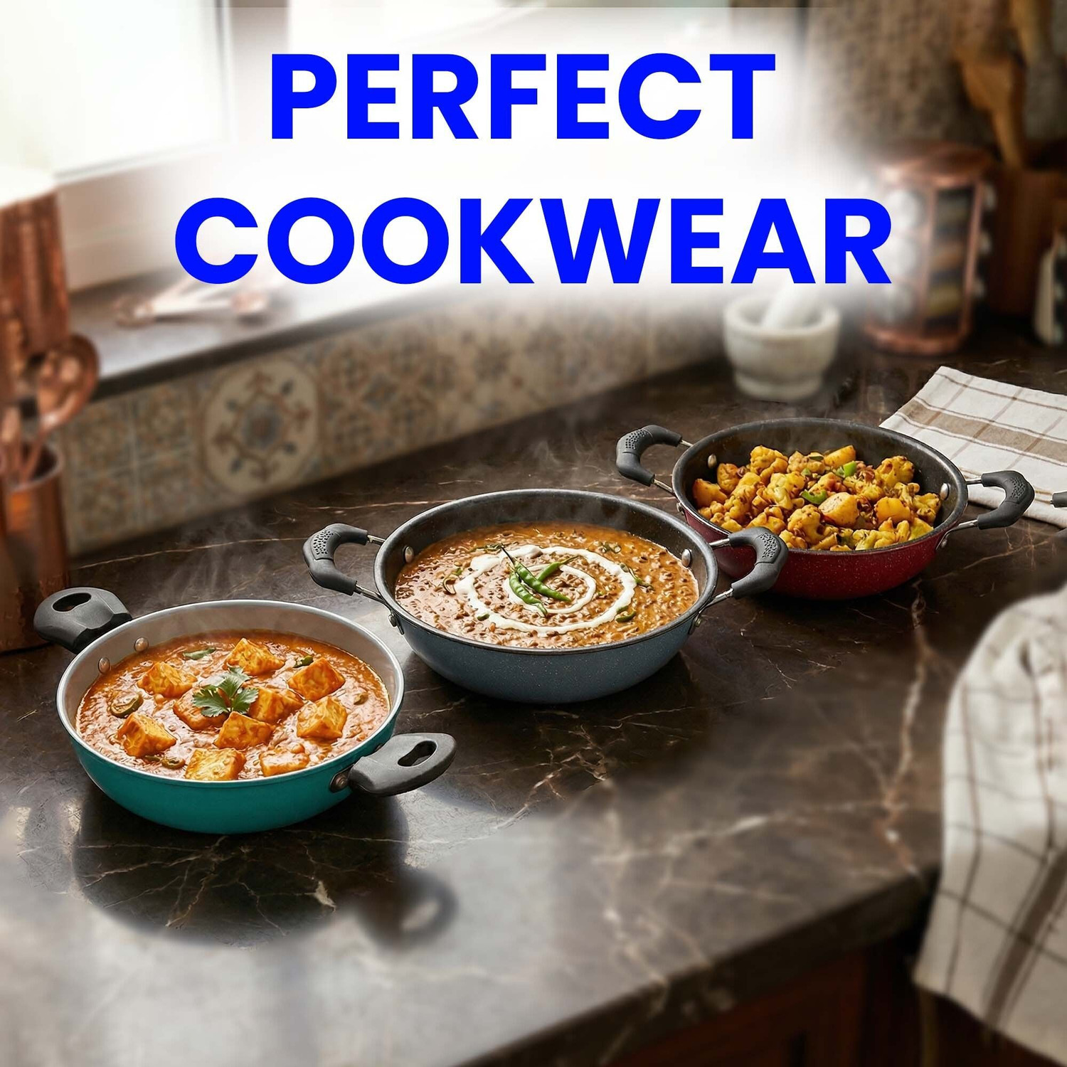 Image of Flipkart SmartBuy 3-Piece Cookware Combo Set Induction Bottom Non-Stick Coated Cookware Set (Aluminium, 3 - Piece)