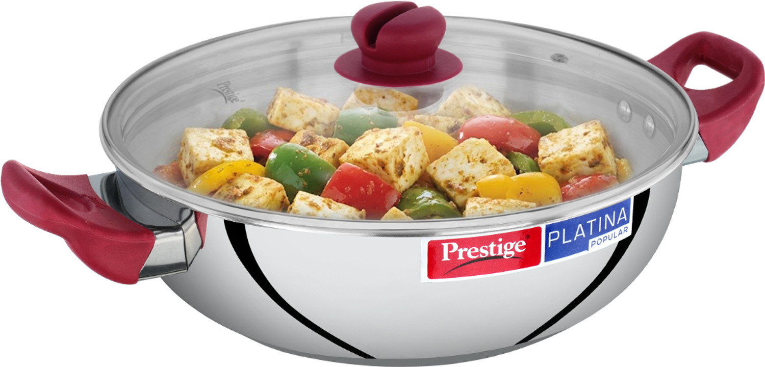 Prestige Platina Popular Kadhai 30 cm diameter with Lid 5.5 L capacity