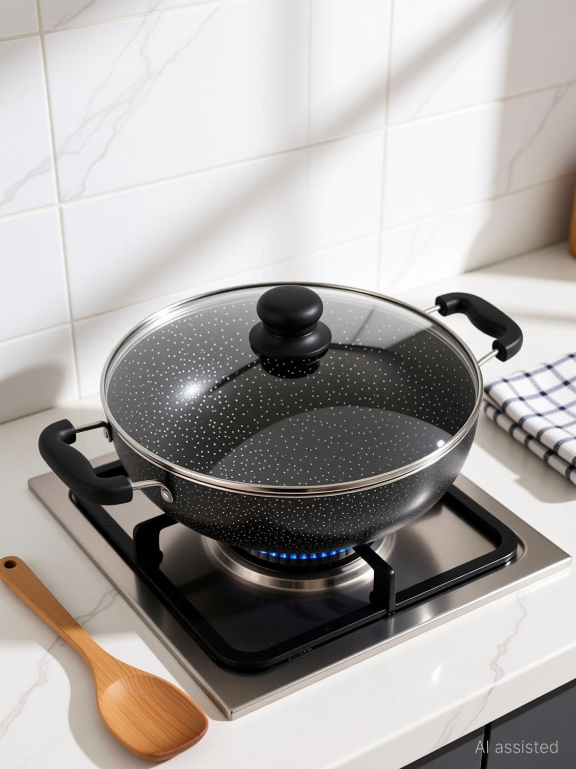 Image of Navghar Aluminium Kadhai With induction base Kadhai 23.01 cm diameter 2 L capacity (Aluminium, Induction Bottom)