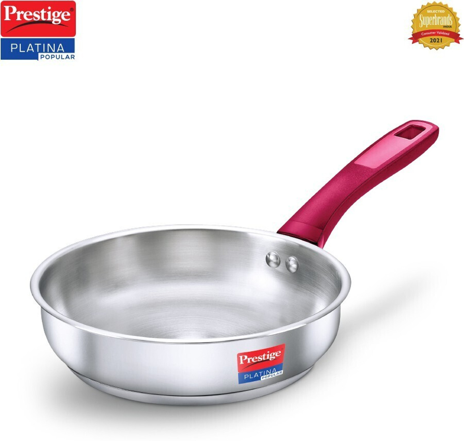 Prestige Platine Popular Fry Pan 24 cm diameter 2.25 L capacity  (Stainless Steel, Induction Bottom)