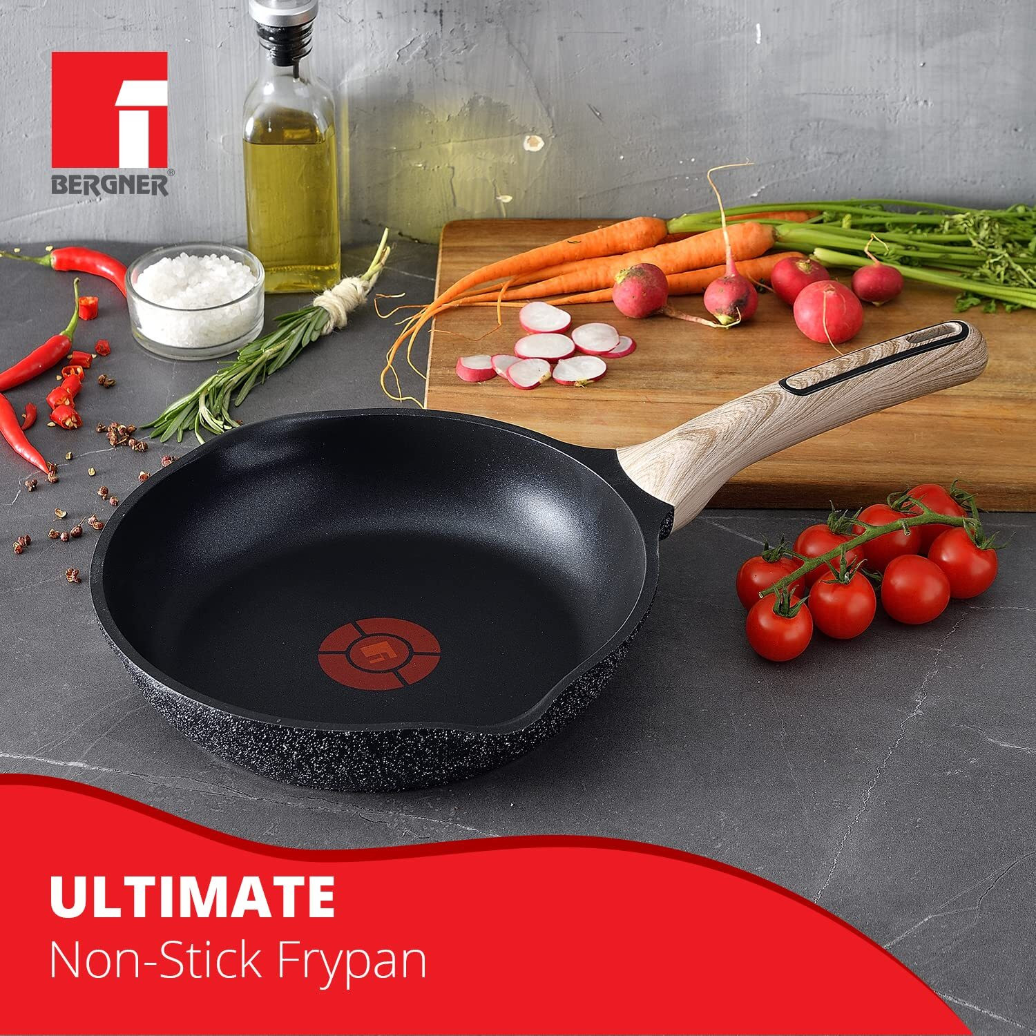 Image of BERGNER Ultimate ILag Marble Non-Stick Induction Base Fry Pan 20 cm diameter 1.2 L capacity (Aluminium, Non-stick, Induction Bottom)
