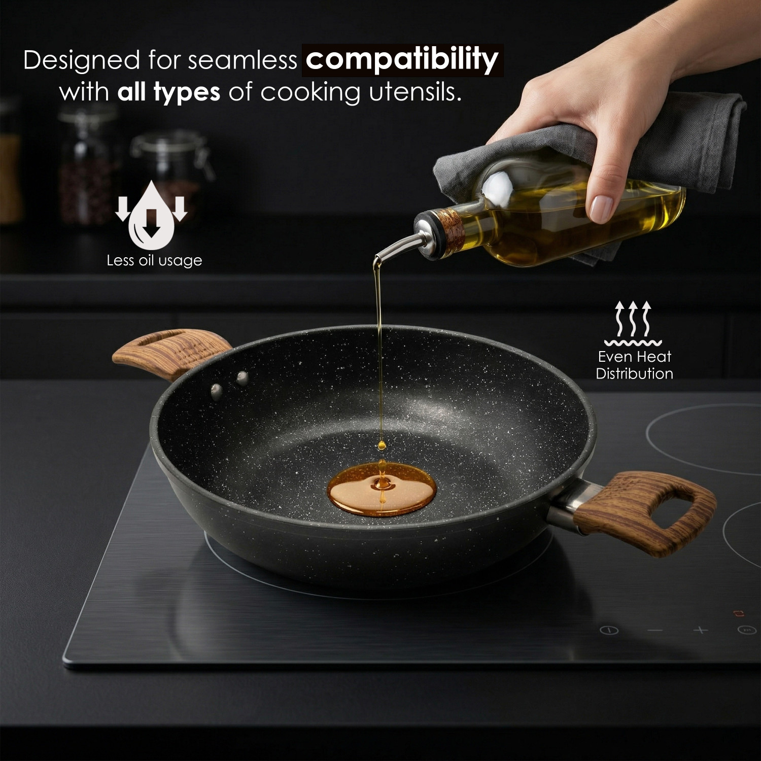 Image of Sigri-wala FlexForged Technology Kadhai 20 cm diameter 1.8 L capacity (Aluminium, Non-stick, Induction Bottom)
