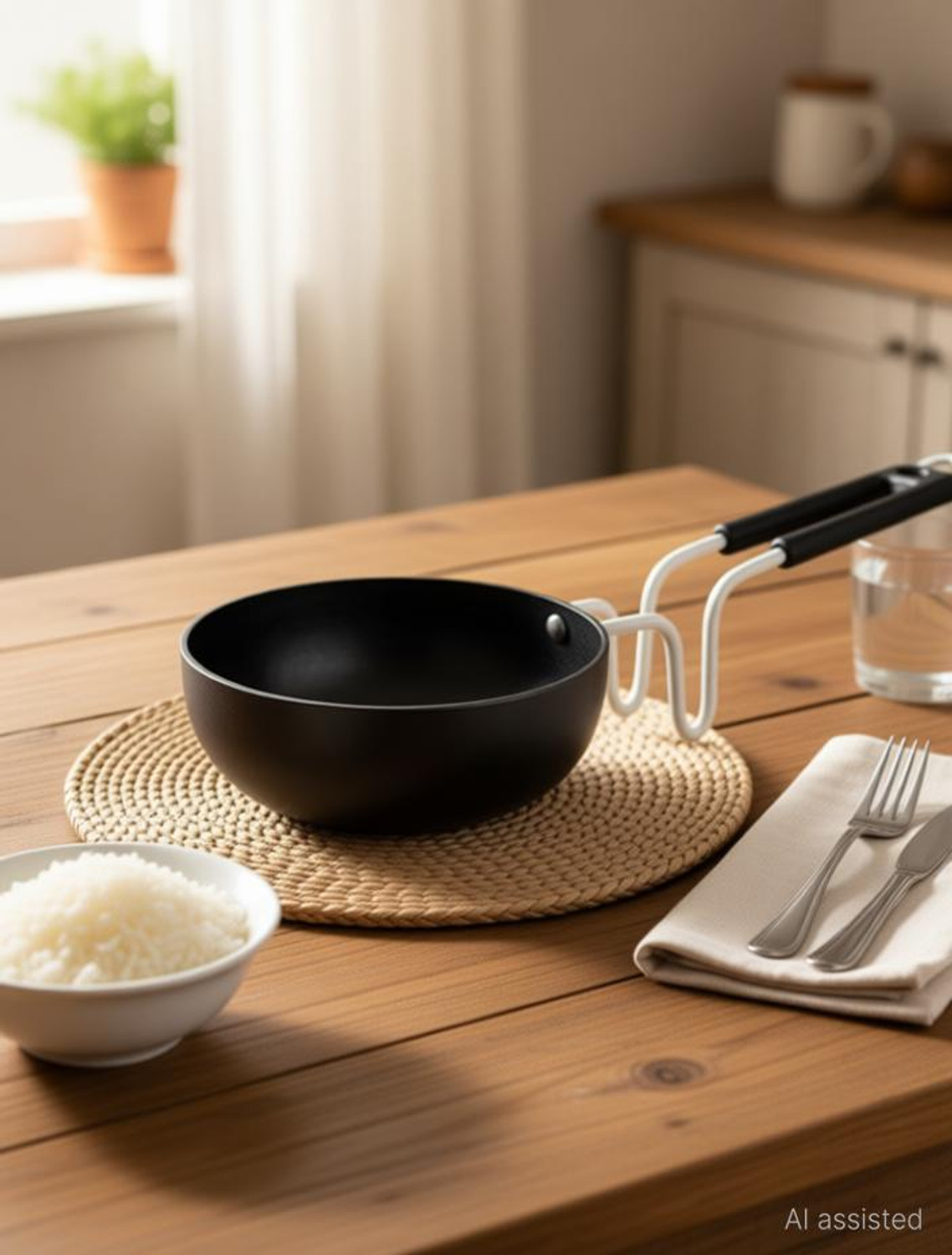 Image of CaROTE Granite Non Stick Flat Dosa Tawa, 20cm Induction Roti Tawa, Black, Tawa 20 cm diameter (Stoneware, Non-stick, Induction Bottom)