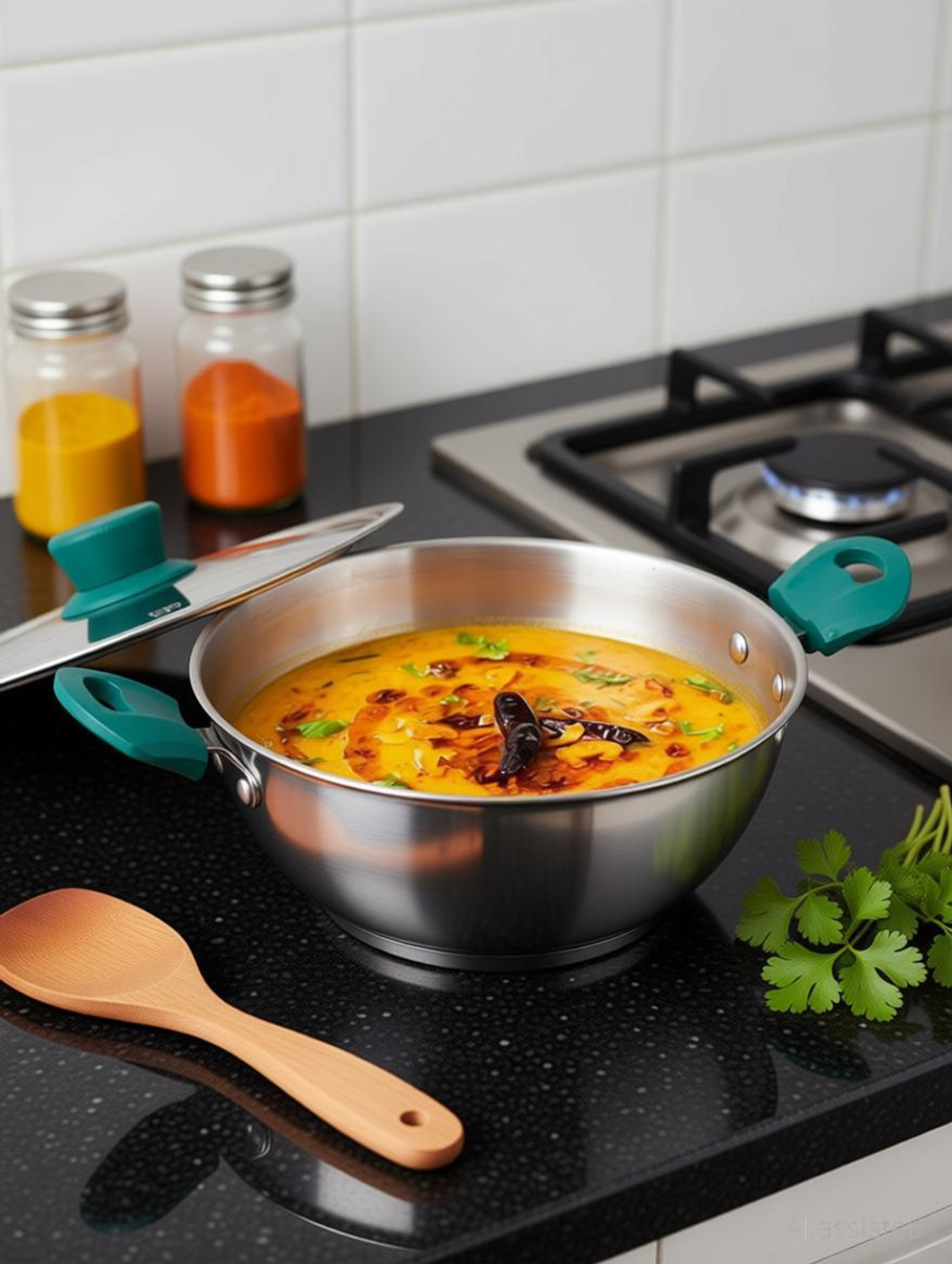 Image of SIWAAN Stylist 4L Deep Kadhai Kadhai 28 cm diameter 4 L capacity (Cast Iron, Non-stick, Induction Bottom)