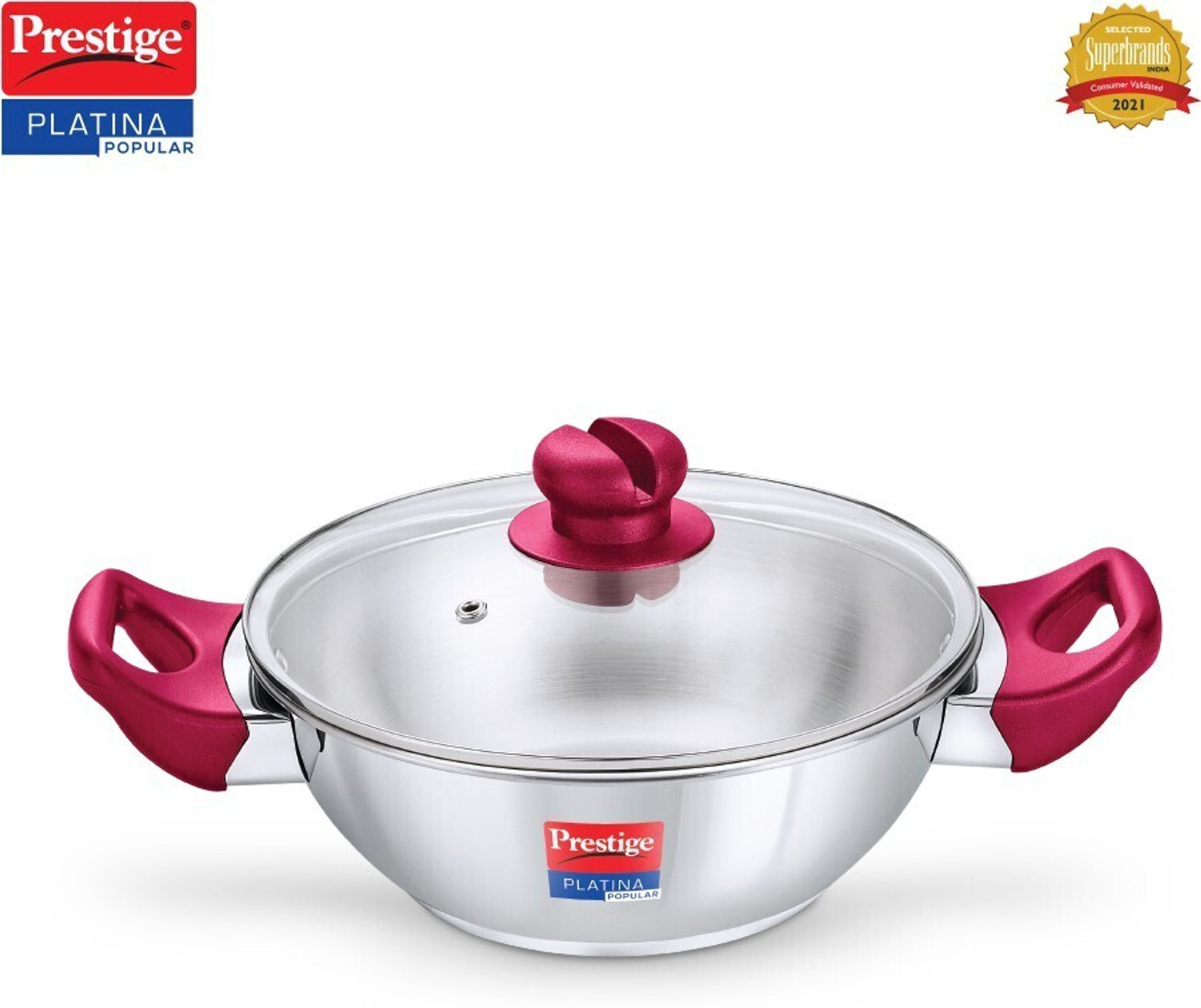 Prestige Platina Popular Kadhai 24 cm diameter with Lid 2.8 L capacity