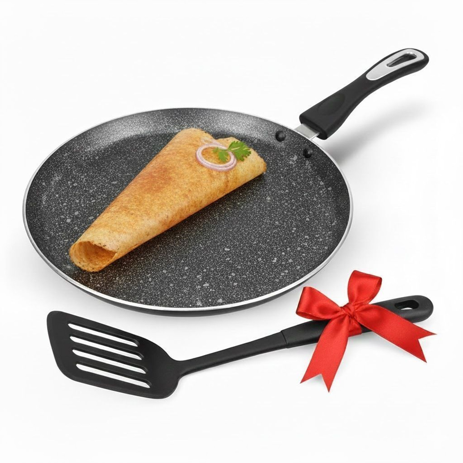 IMPEX Granite Nonstick Large Tawa 30 cm with Spatula, 3 Layer Super Gr