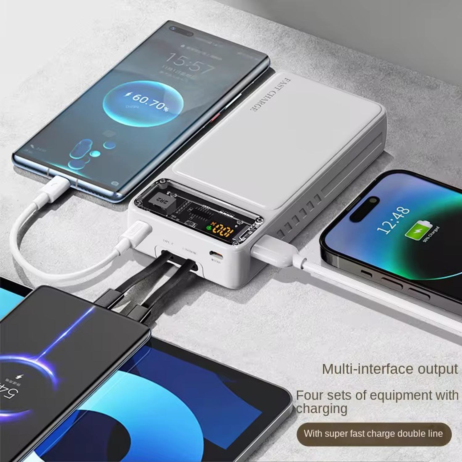 Image of MI8BE 20000 mAh 22.5 W Compact Pocket Size Power Bank (White, Lithium Polymer, Quick Charge 4.0, Power Delivery 3.0, Fast Charging for Mobile, Earbuds, Smartwatch, Smartband, Speaker)