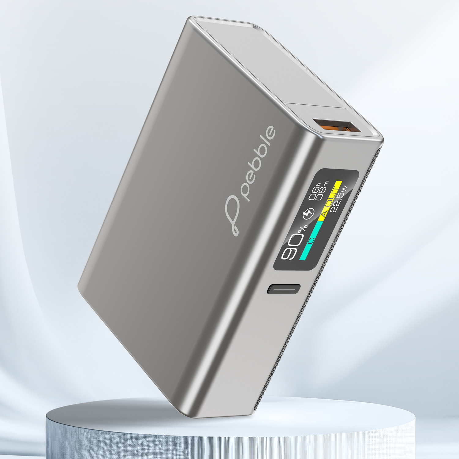 10000 mAh Ultra Compact Pocket Size Power Bank (Grey, Lithium Polymer, Fast Charging for Mobile)