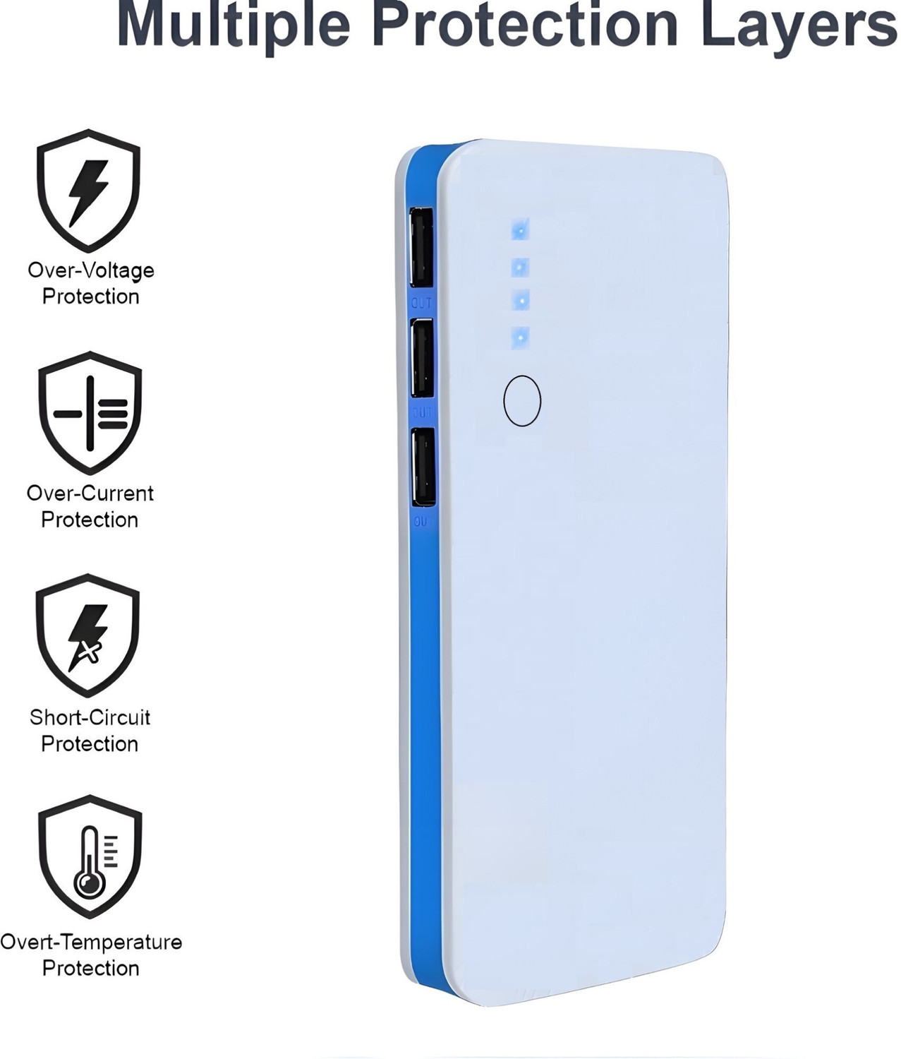 Image of FAHIG 15000 mAh 10 W Compact Pocket Size Power Bank (Blue, Lithium-ion, NA for Earbuds, Mobile, Smartwatch, Smartband, Speaker, Tablet, Trimmer)