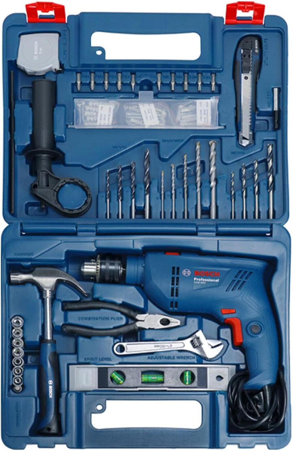 BOSCH GSB 600 Corded Electric Impact Drill Kit, 600 W, 13 mm, 1.7 Kg, 3000 RPM 1.4 Nm, Variable Speed, Forward/Reverse Rotation, Double Insulation, Pi...