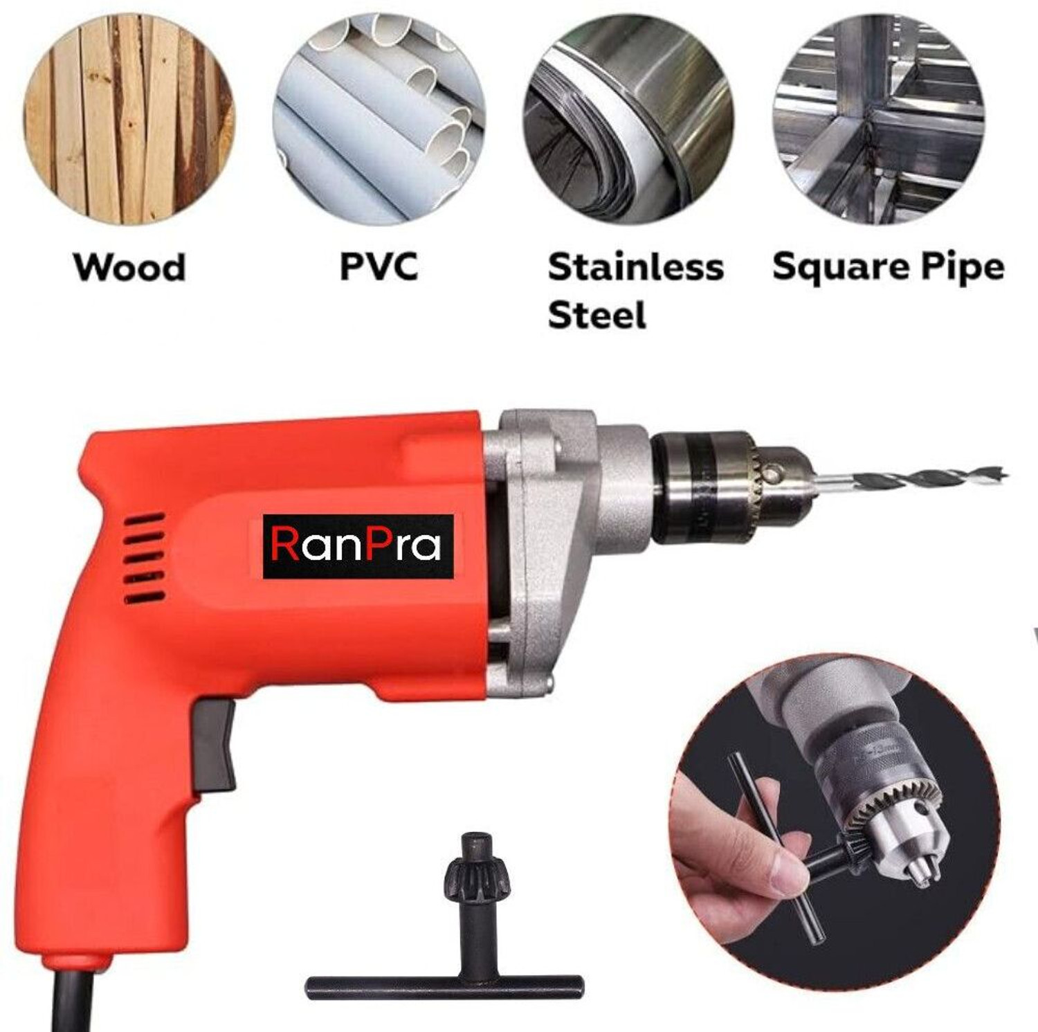 RanPra CF366 DRILL MACHINE HEAVY DUTY 450 WATT Pistol Grip Drill