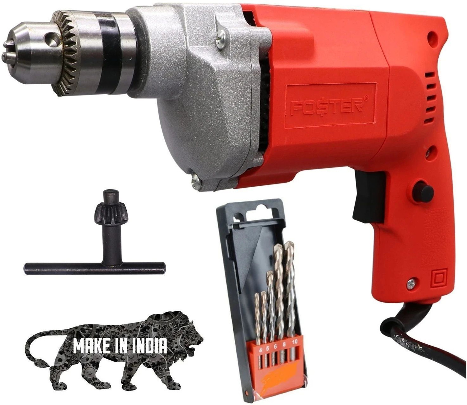 FOSTER 400W Drill Machine FPD-010A with 5 High Quality Bits Pistol Grip Drill