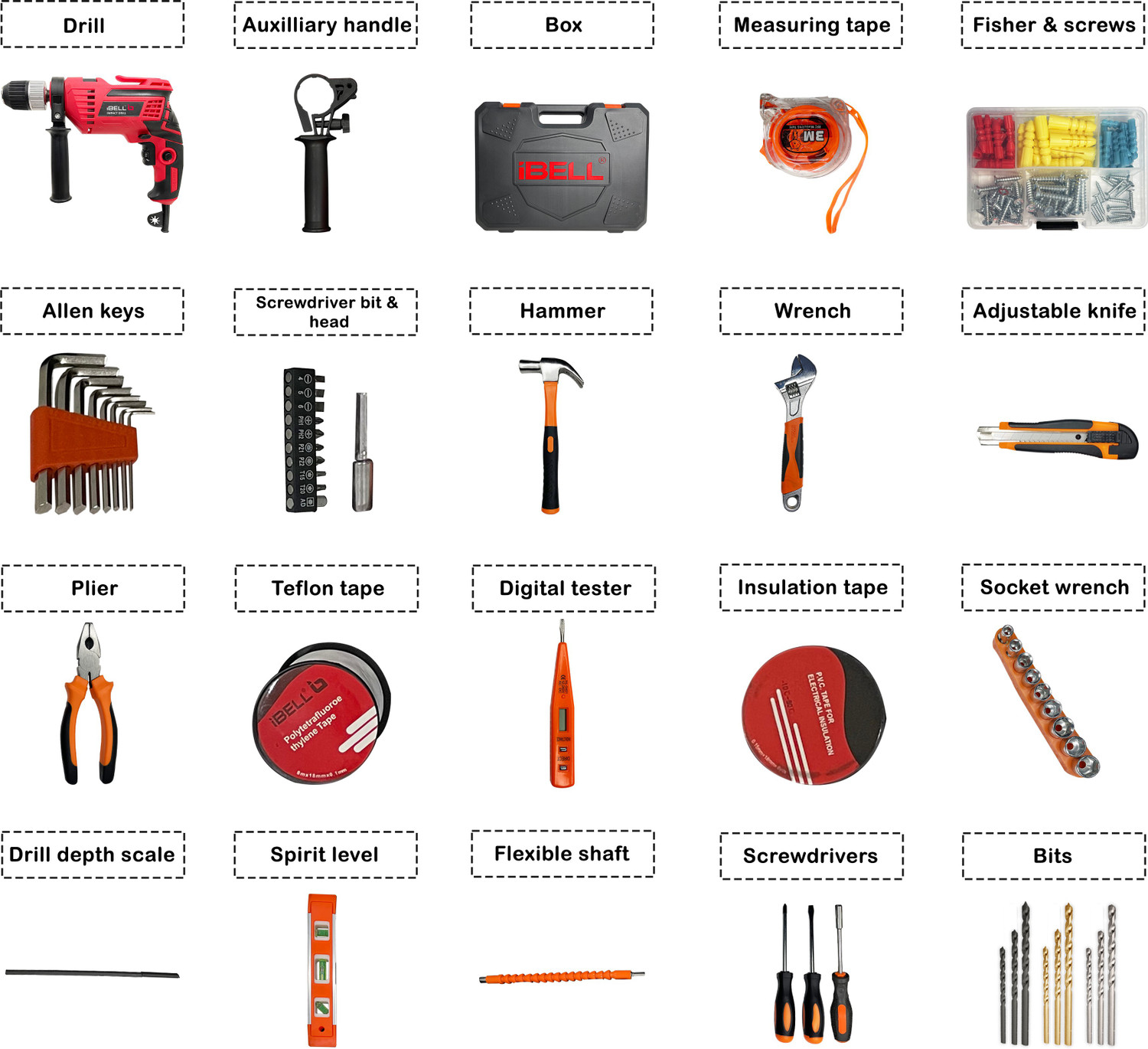 iBELL TD13100, 2800rpm, 650W Power & Hand Tool Kit (115 Tools) Price