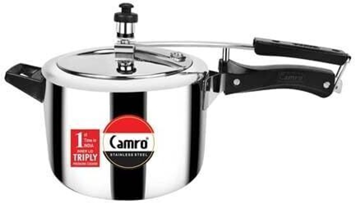 Image of Camro Triply Steller 5 Litres Inner Lid Pressure Cooker 5 L Induction Bottom Pressure Cooker (Stainless Steel)