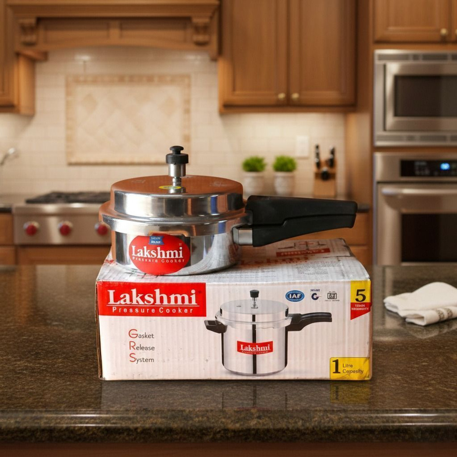 Image of Lakshmi Pressure cooker Tall, Induction Cooker, Outer Lid Pressure Cooker 1 L Induction Bottom Pressure Cooker (Aluminium)