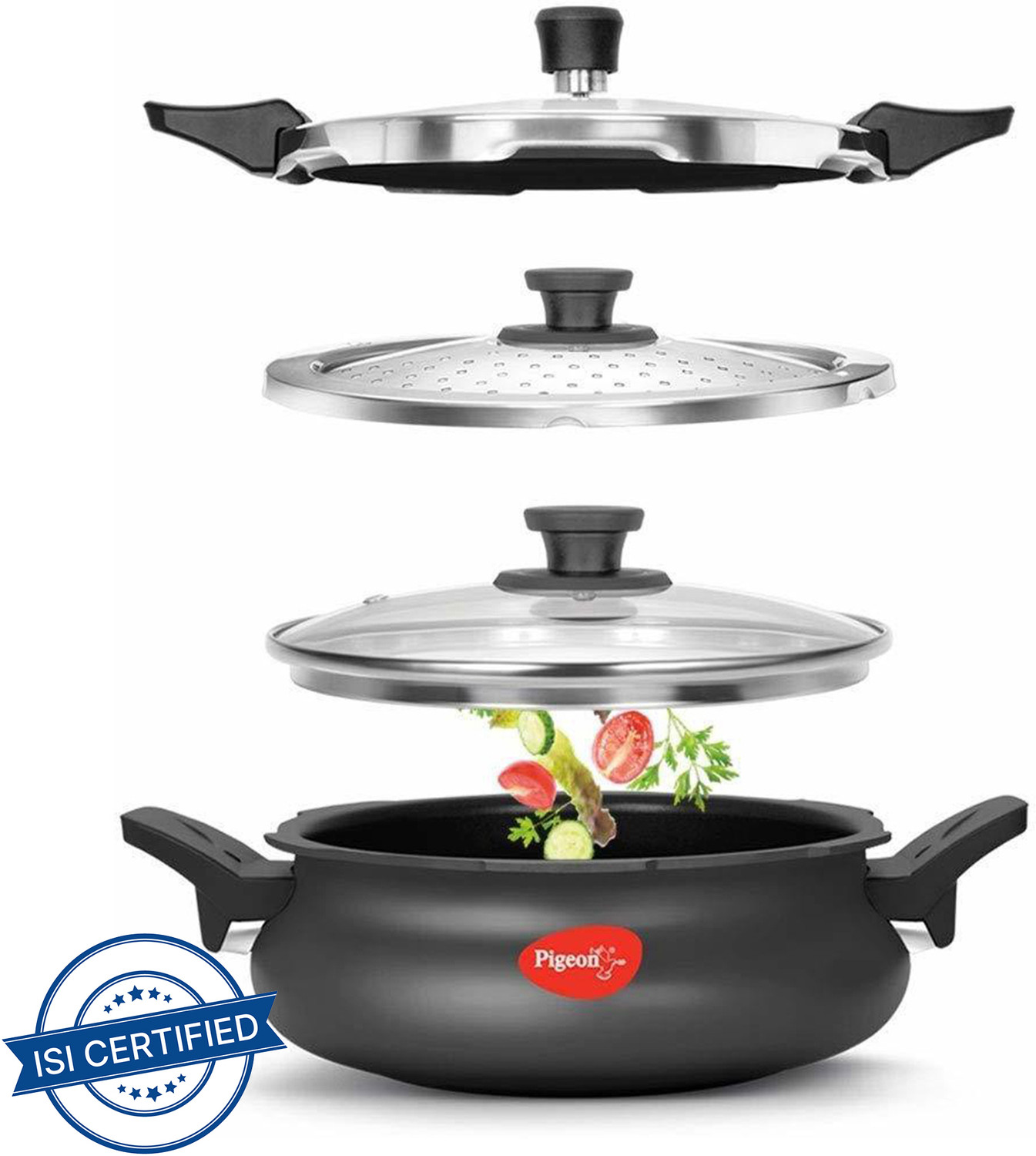 Pigeon by Stovekraft All In One Super Hard Anodised Cooker 3 Litre 3 L Induction Bottom Pressure Cooker