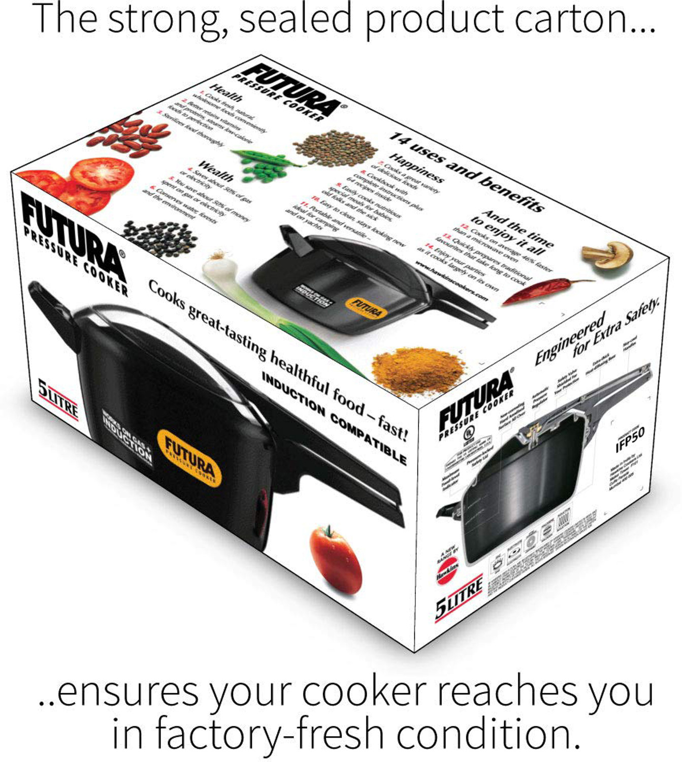 Image of Hawkins Futura (IFP50) 5 L Inner Lid Induction Bottom Pressure Cooker