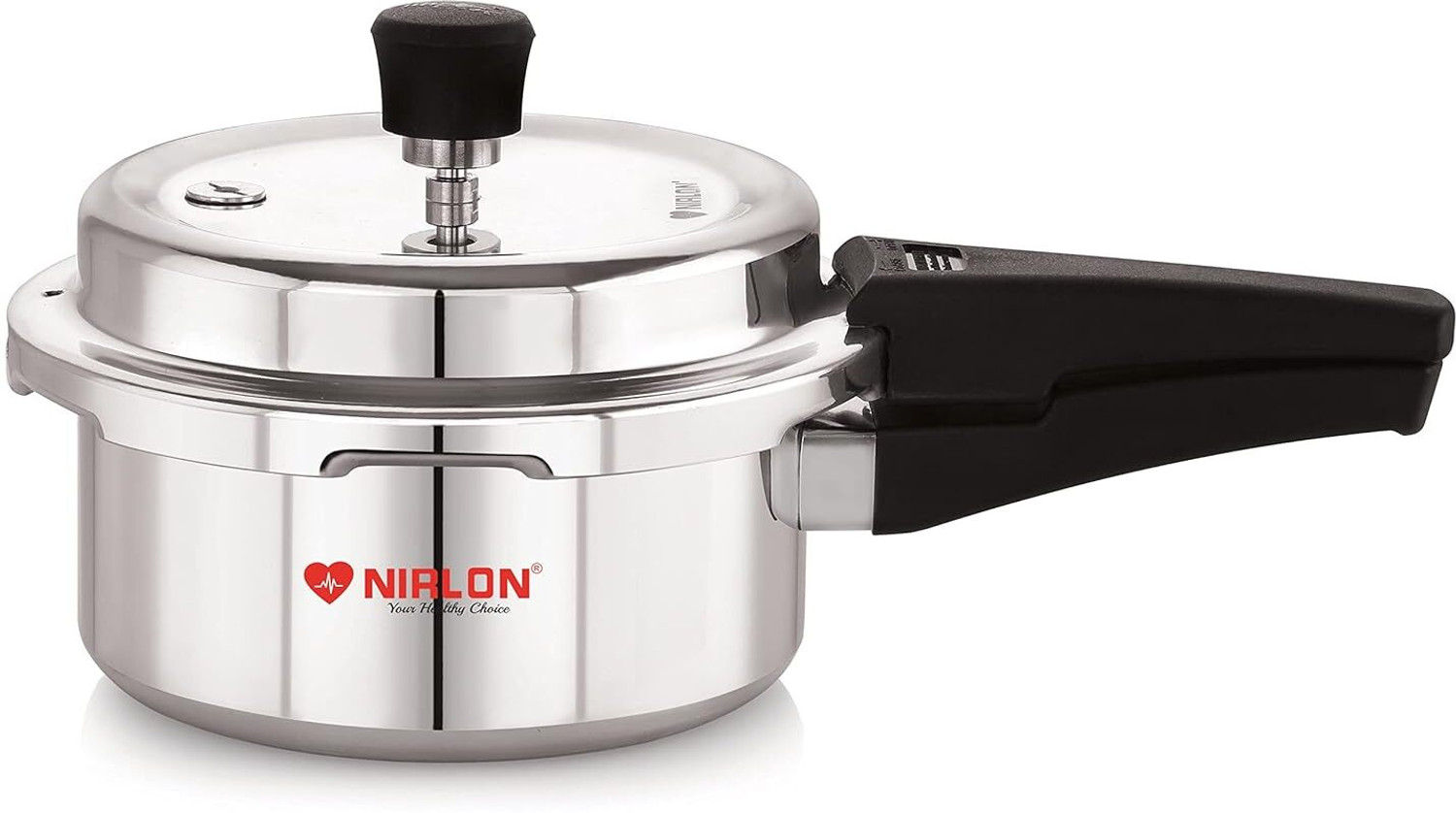 Image of NIRLON Supreme Induction Base Outer Lid Aluminium Pressure Cooker, 1.5 Liters, Silver 1.5 L Induction Bottom Pressure Cooker (Aluminium)