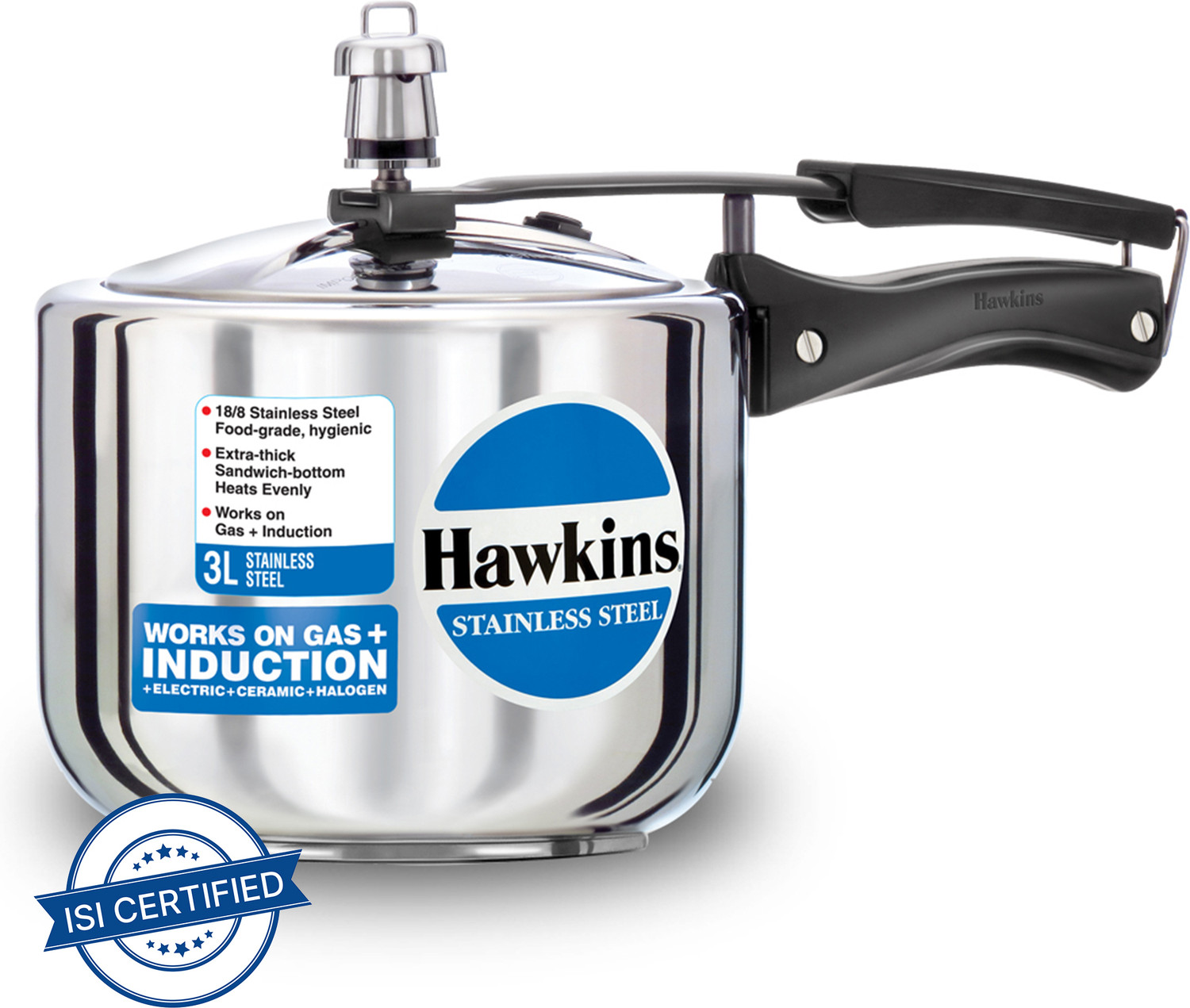 HAWKINS Stainless Steel HSS3T 3 L Induction Bottom Pressure Cooker