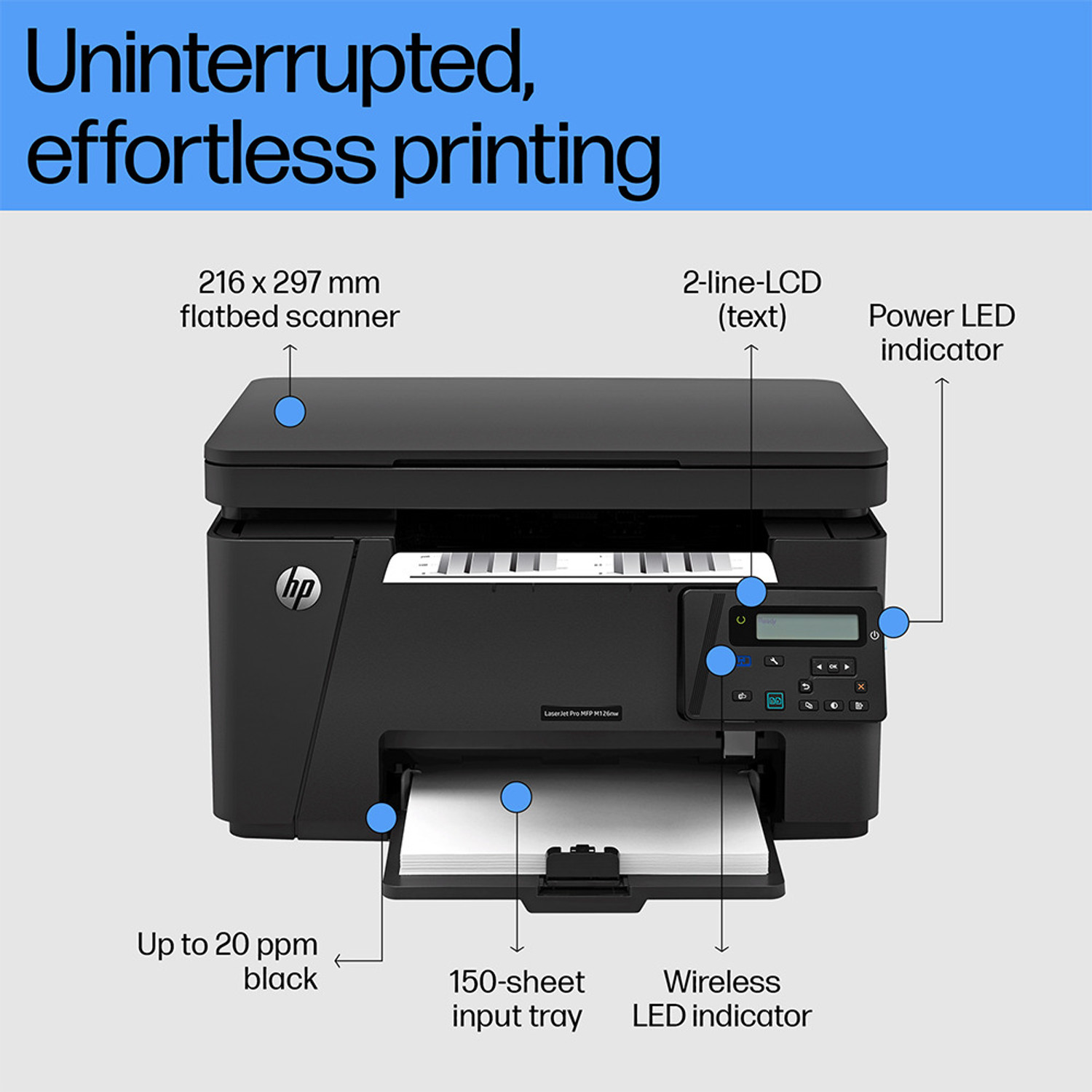 Image of HP LaserJet Pro MFP M126nw Multi-function WiFi Monochrome Laser Printer