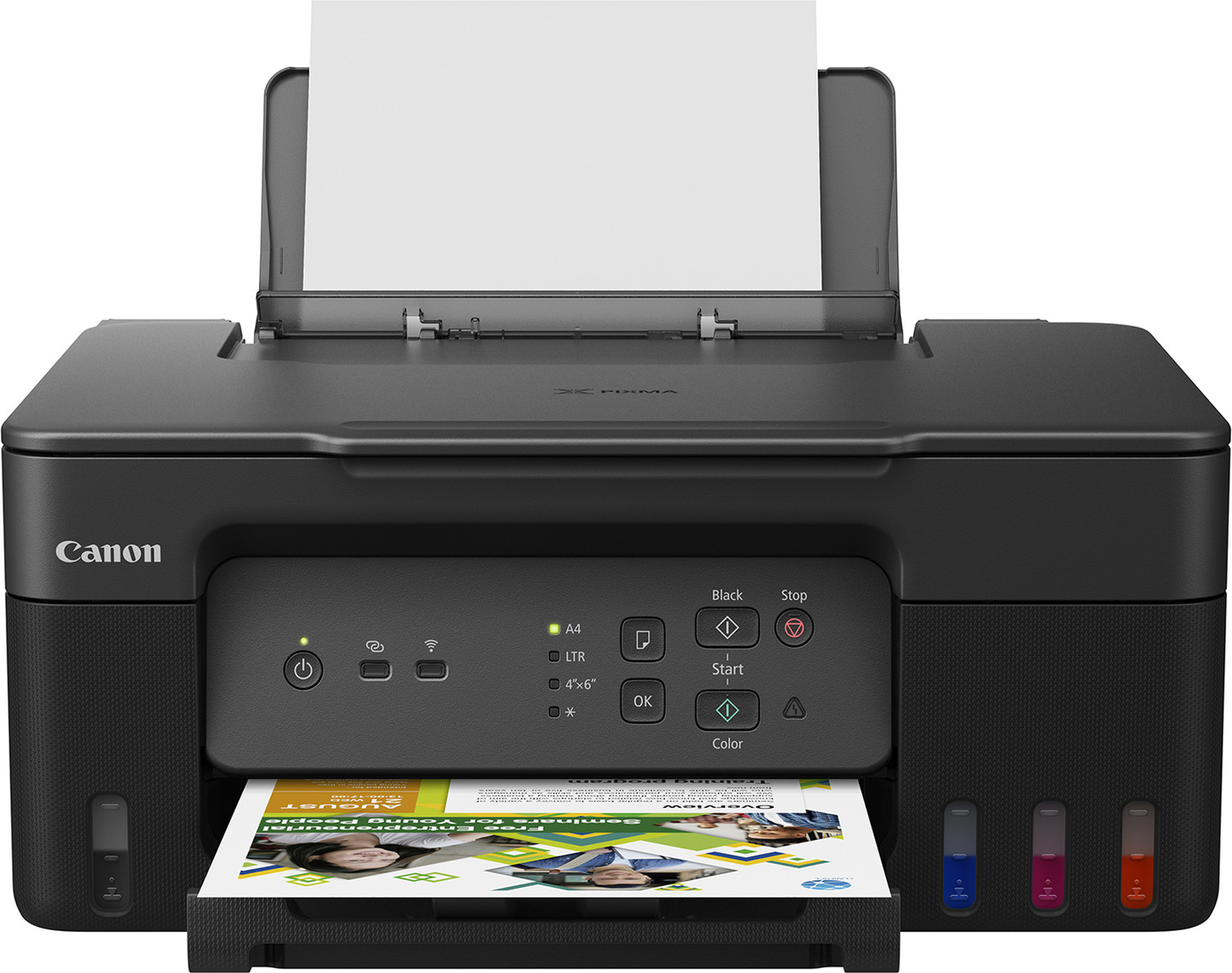Image of Canon Pixma ink efficient G3730 Multi-function WiFi Color Ink Tank Printer with Black (70 ml) & Color (40 ml) ink bottles
