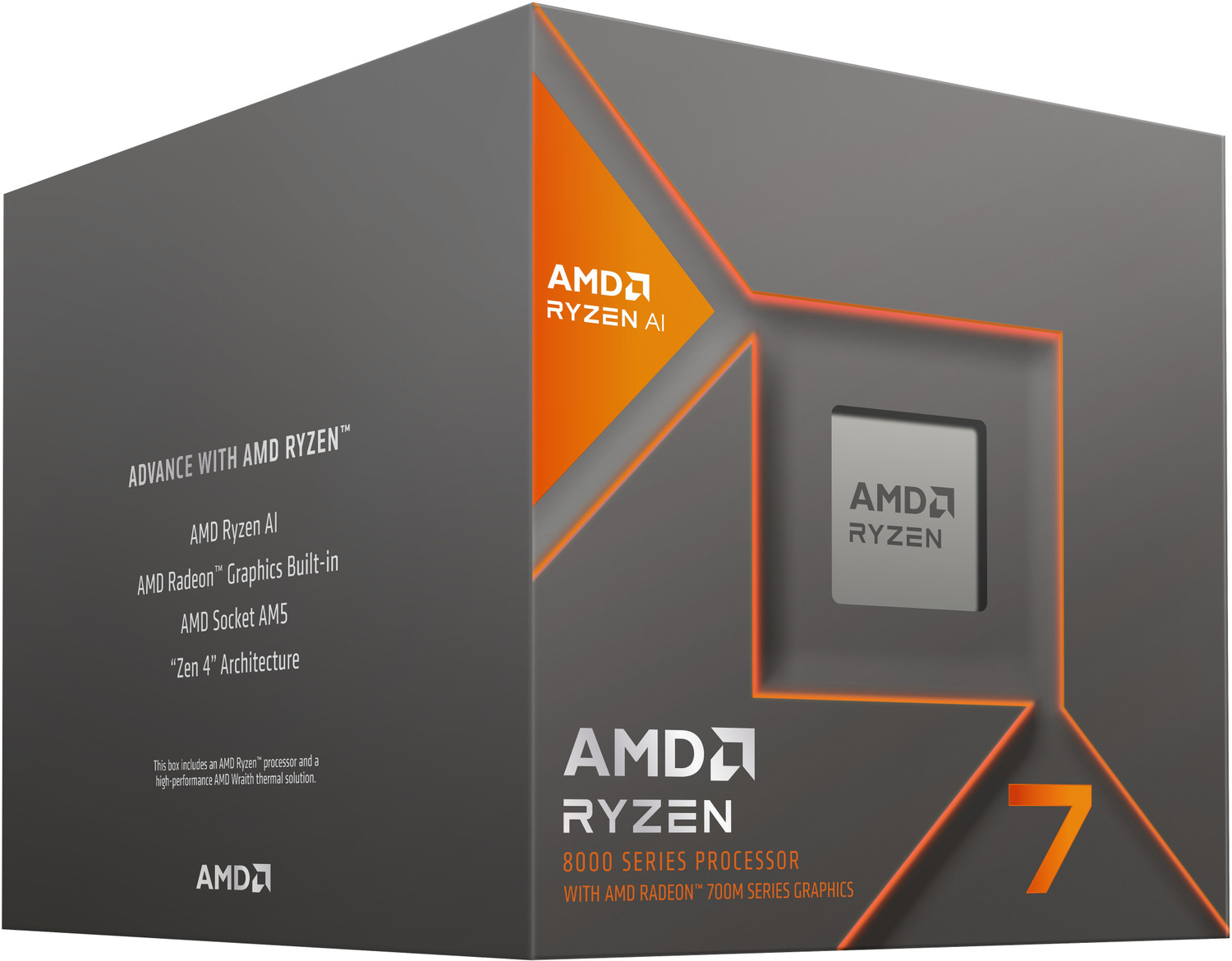 Image of AMD Ryzen 7 9700x 3.8 GHz AM5 Socket 8 Cores Desktop, Server, Workstation Processor (Grey)