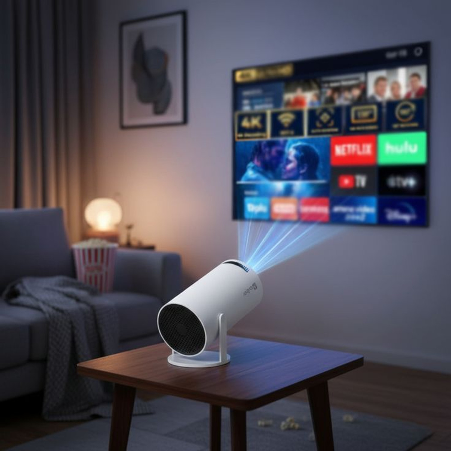 Image of Divine creation HY320 Mini 4K Support Smart Android 13 Projector with WiFi 6 HD Home Theater C32 (5000 lm / Wireless / Remote Controller) Portable Projector (Black)