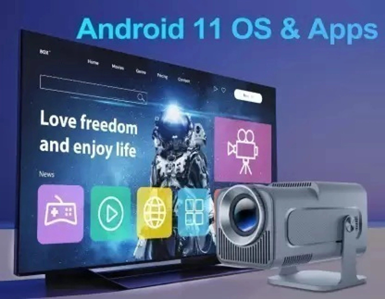 Image of Divine creation HY320 Mini 4K Support Smart Android 13 Projector with WiFi 6 HD Home Theater B31 (5000 lm / Wireless / Remote Controller) Portable Projector (Black)