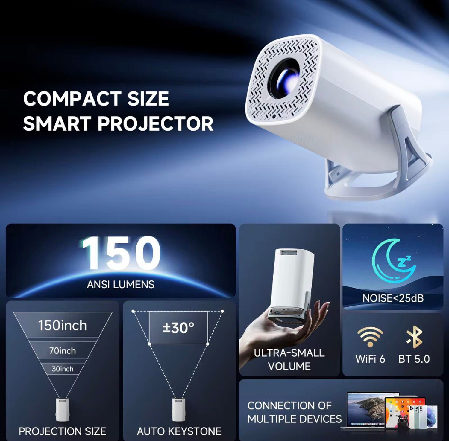 Image of MEHEKA MINI PORTABLE PROJECTOR (150 lm / 1 Speaker / Wireless / Remote Controller) Portable Projector (White)