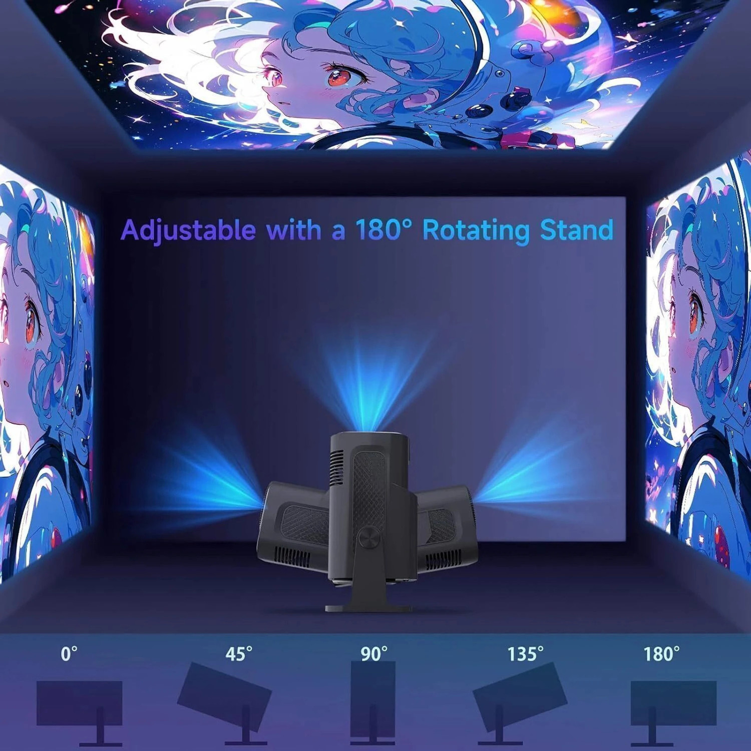 Image of Divine creation HY320 Mini 4K Support Smart Android 13 Projector with WiFi 6 HD Home Theater J97 (5000 lm / Wireless / Remote Controller) Portable Projector (Black)