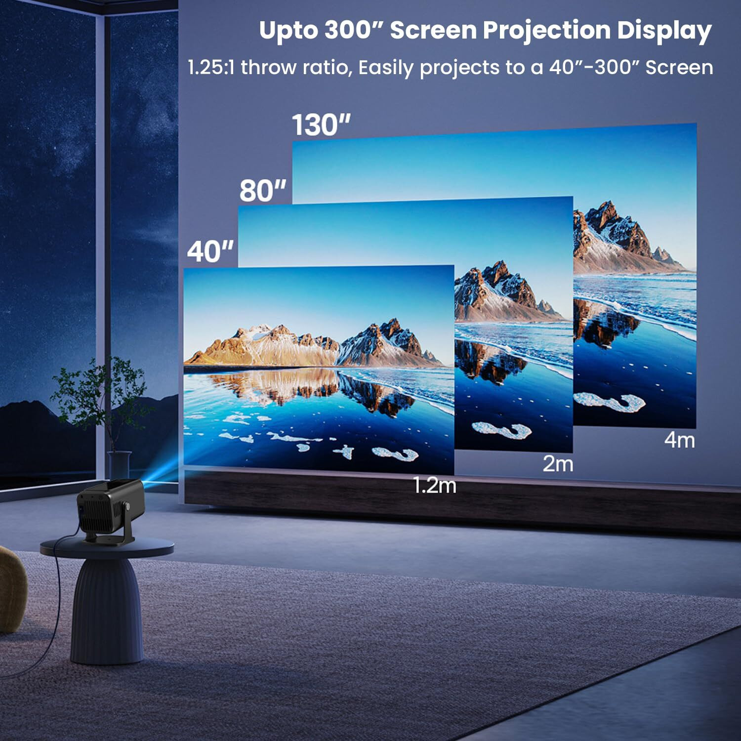 Image of Divine creation HY320 Mini 4K Support Smart Android 13 Projector with WiFi 6 HD Home Theater B10 (5000 lm / Wireless / Remote Controller) Portable Projector (Black)