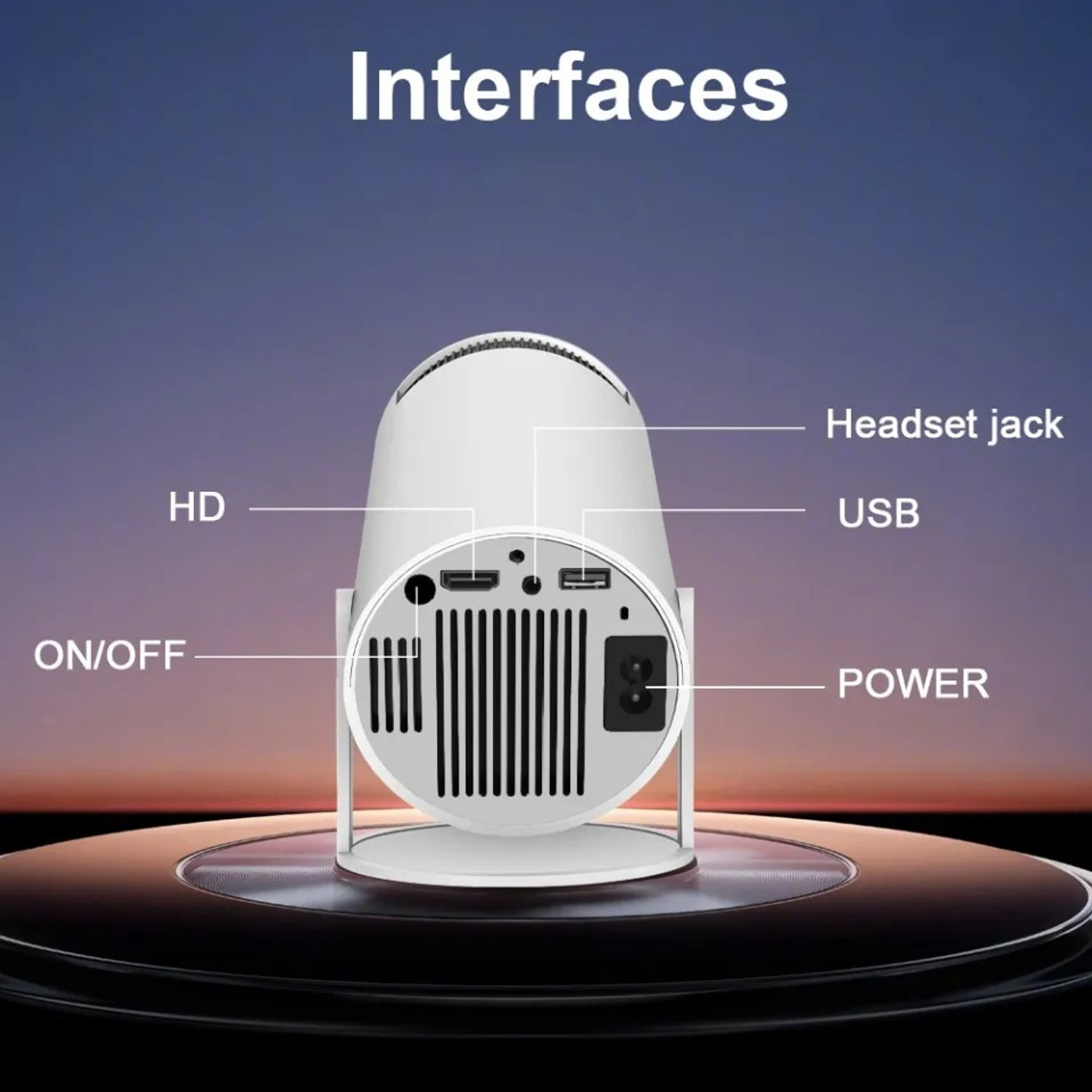 Image of SHIVVTECH Android Projector 4K & 1080P, 4D Keystone, 270 Rotation, Device CompatibleA10 (2000 lm) Portable Projector (White)