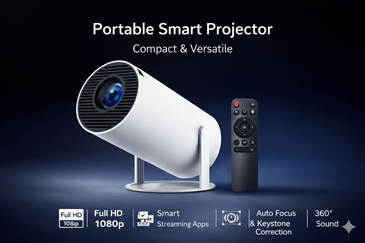 Image of MEHEKA MINI PORTABLE PROJECTOR (150 lm / 1 Speaker / Wireless / Remote Controller) Portable Projector (White)