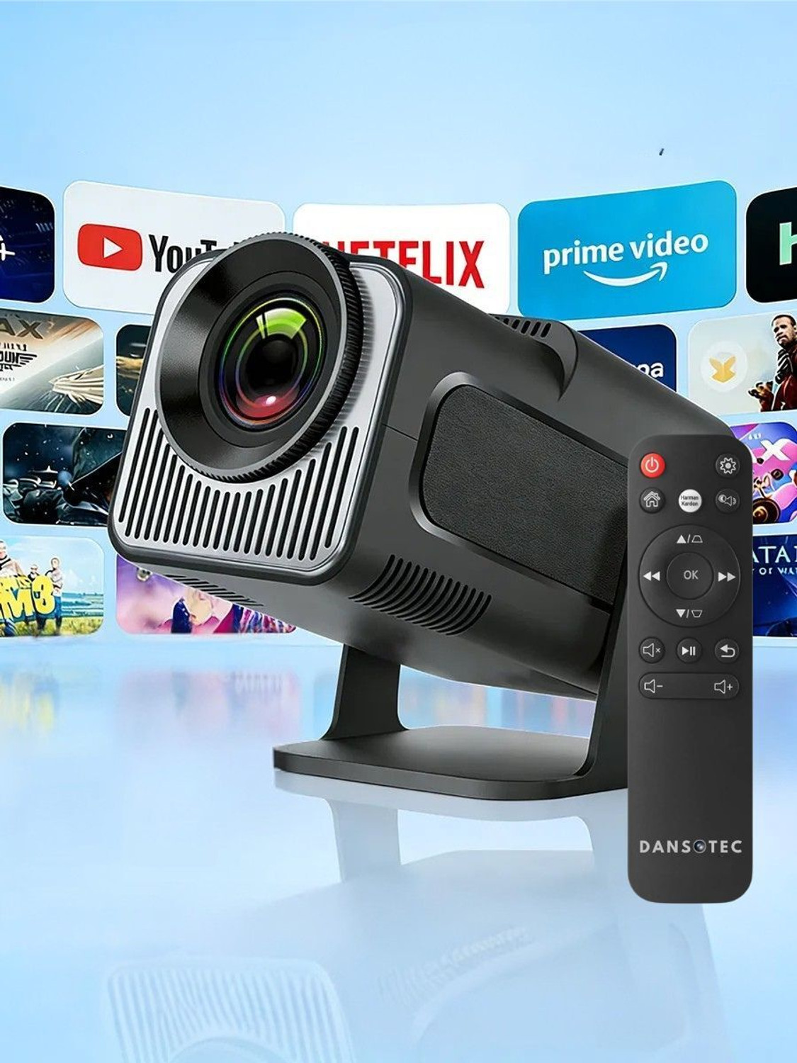 Image of Zync T5 Wi-Fi 4K Smart Mini Home Cinema Portable Mira cast 3D Full HD YouTube (4700 lm / 1 Speaker / Wireless / Remote Controller) Portable Projector (White)