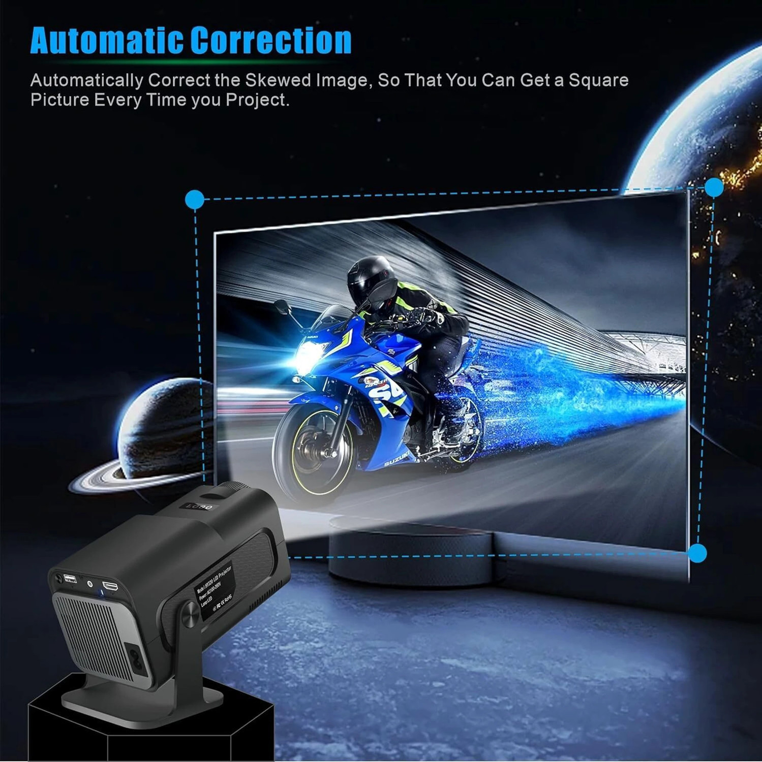 Image of Divine creation HY320 Mini 4K Support Smart Android 13 Projector with WiFi 6 HD Home Theater B69 (5000 lm / Wireless / Remote Controller) Portable Projector (Black)