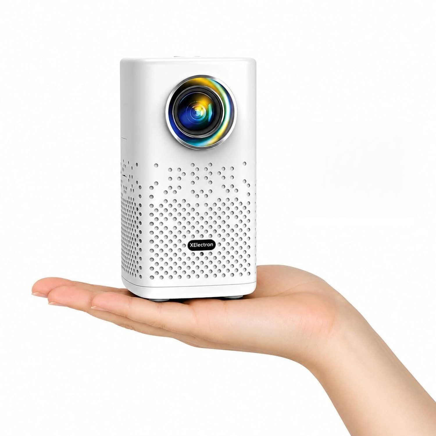 Image of OLV Portable Mini Projector, 4K 1080P Full Smart HD, WiFi 5G BT 5.0 with 180 rotate (6000 lm / Remote Controller) Portable Projector (White, Black)