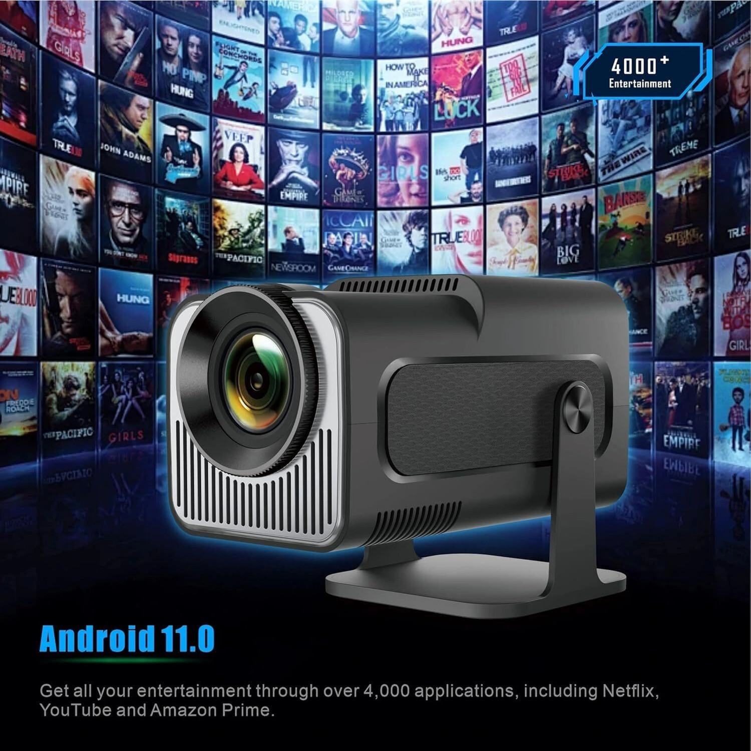 Image of Divine creation HY320 Mini 4K Support Smart Android 13 Projector with WiFi 6 HD Home Theater B10 (5000 lm / Wireless / Remote Controller) Portable Projector (Black)