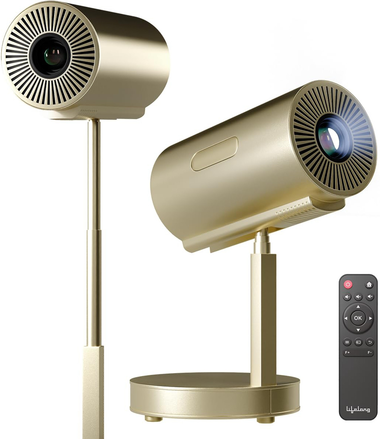 Image of Divine creation HY320 Mini 4K Support Smart Android 13 Projector with WiFi 6 HD Home Theater C32 (5000 lm / Wireless / Remote Controller) Portable Projector (Black)