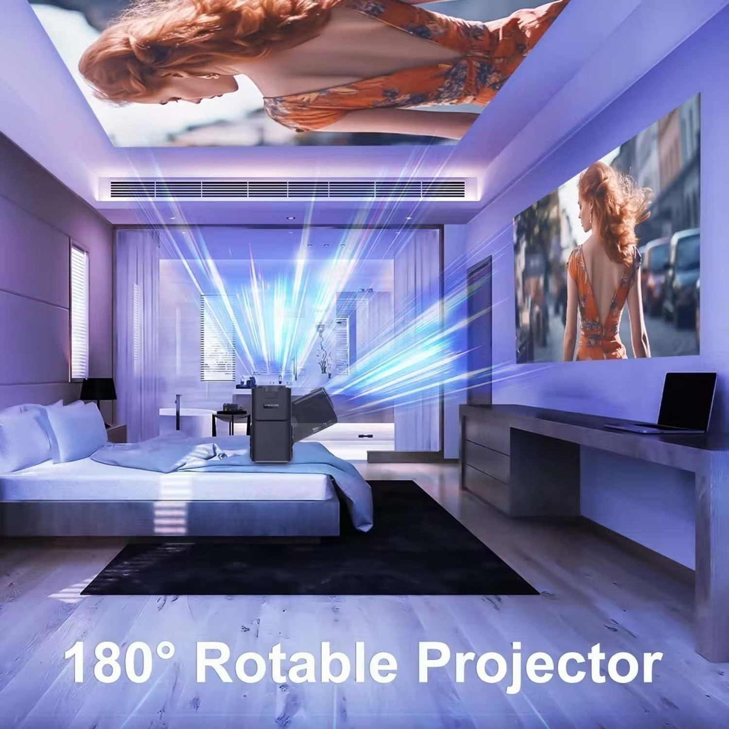 Image of TOPPRO HY320 1GB /8GB FullHD Android 11 Projector WiFi 6 /BT5 180 Rotation Auto Keystone (6000 lm / 1 Speaker / Wireless / Remote Controller) Portable Projector (Black)
