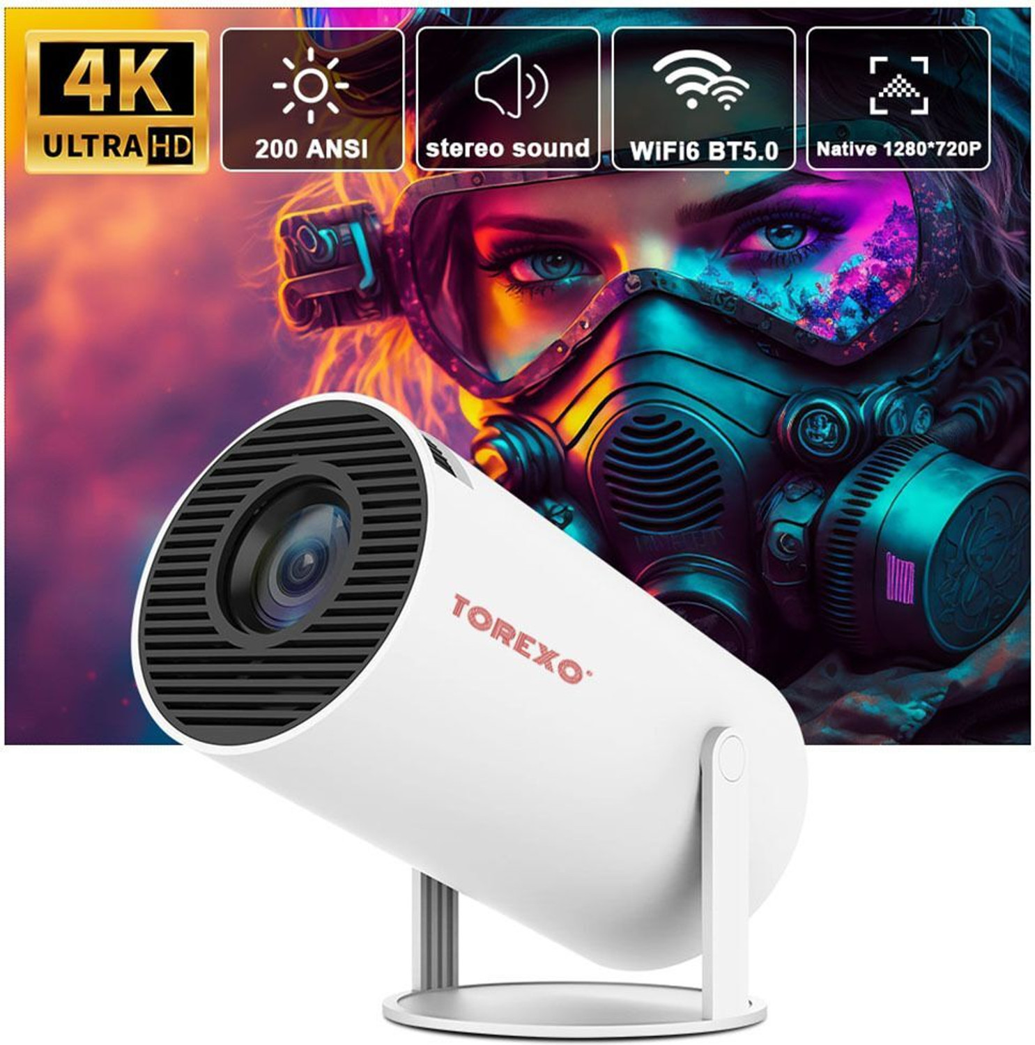 Image of TOPPRO HY320 1GB /8GB FullHD Android 11 Projector WiFi 6 /BT5 180 Rotation Auto Keystone (6000 lm / 1 Speaker / Wireless / Remote Controller) Portable Projector (Black)
